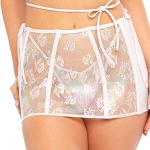 Savage X Fenty Beige Caged Stretch Lace Iridescent Paneled Corset Skirt Size 1X